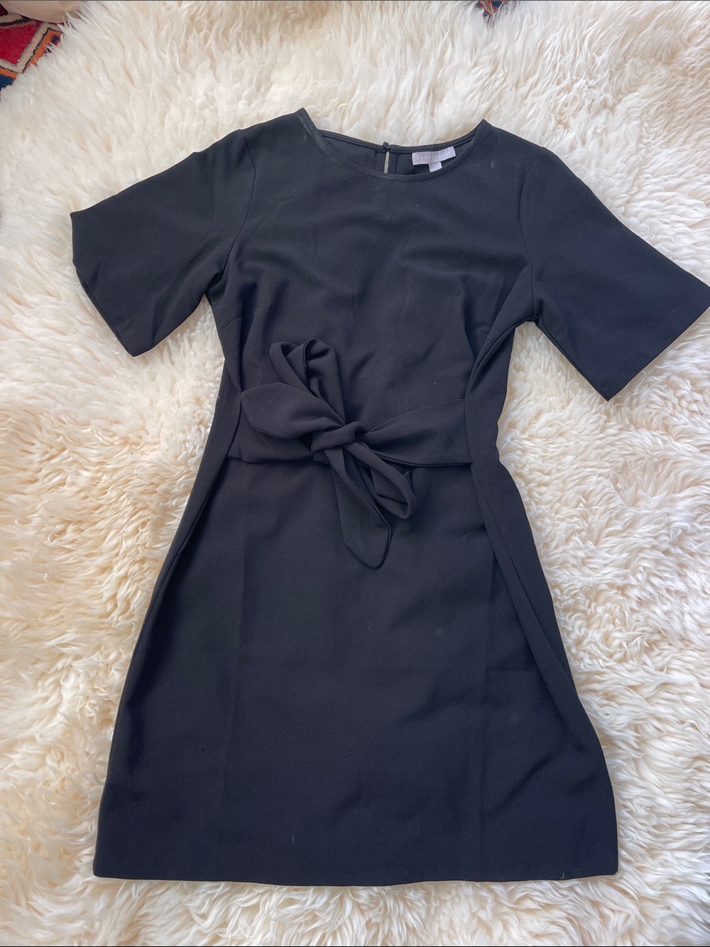 Chelsea28 Black Short-Sleeve Tie-Waist Mini Dress